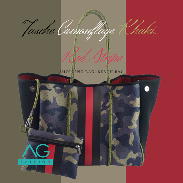 Tasche Camouflage Khaki, Red Stripe