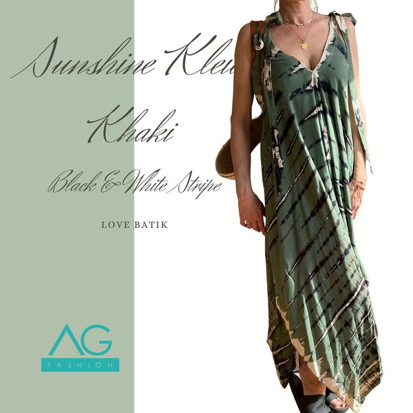 Sunshine Kleid Khaki with Black and White Stripe