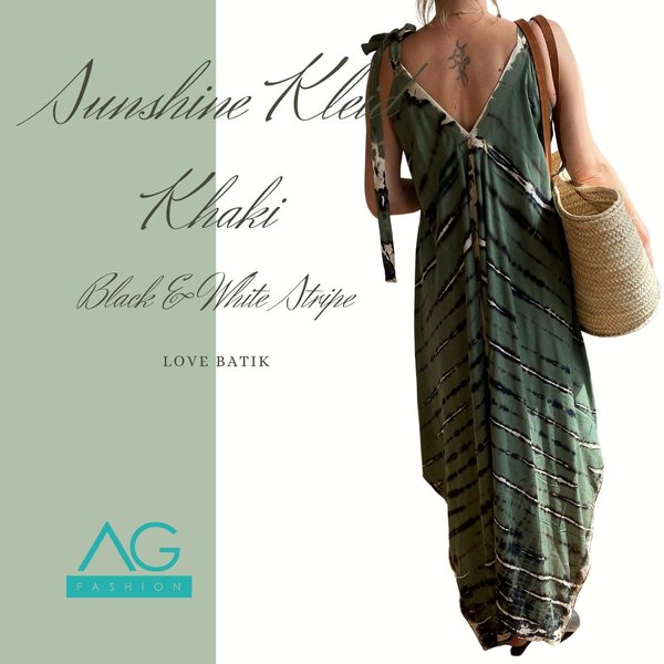 Sunshine Kleid Khaki with Black and White Stripe